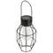 9.5" Black Geometric Oblong Outdoor Hanging Solar Lantern with Handle